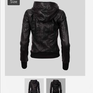 Pelechecoco reworked leather hooded Macy jacket